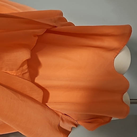 Torrid Tangerine Chiffon look /stretch Lace trim Plus Size 1X Lightweight VGUC * - Picture 9 of 15